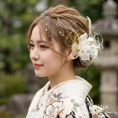水引＆オーガンジーリボンの髪飾りセット 成人式 振袖 卒業式 袴 結婚式 和装 七五三 (和玉カラー変更可) OHANAのサムネイル