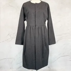 GALERIE VIE ギャルリーヴィー　ロングコート　ノーカラー　カシミア　カシミヤ　ギャザー　裏地キュプラ　日本製　チャコールグレー　1サイズのサムネイル