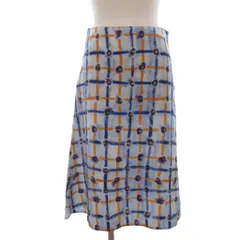 マルニ MARNI 美品 24SS サラバンドフラワークチェック スカート マキシ丈 シルク 総柄 青 ブルー 38のサムネイル