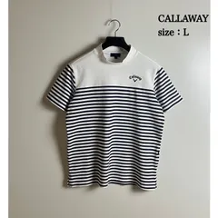 CALLAWAY 2023 GOLF moc neck mesh Tee CA-22-0920-3 L キャロウェイ メッシュ ボーダー Tシャツ モックネック 刺繍ロゴ 美品 ゴルフウェア 春夏のサムネイル