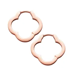 【ピンクゴールド×ピアス】[Cream dot. クリームドット公式] ピアス レディース   金属アレルギー対応 つけっぱなし ステンレス キャッチレス 中折れ 開閉式 ワンタッチ クローバー 四つ葉 メタル フレーム フープ  のサムネイル
