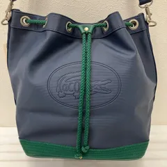 Ｙ4868　LACOSTE　ラコステ　ショルダーバッグ　ドロスト　巾着　ドローストリング　ネイビー　グリーン　無地　大きめ　大容量　レディース　メンズ　ユニセックスのサムネイル