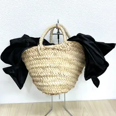 【ラドローLUDLOW】巾着かごバッグ ベージュ×ブラック ⭐︎のサムネイル
