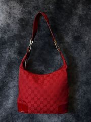 GUCCI GGキャンバス ショルダーバッグ レッド 11301 203939 - メルカリ