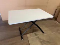 SHUNOVO 新品 未使用品 昇降式テーブル 天板 キズあり 120 80 ガス圧 無段階昇降テーブル ダイニングテーブル センターテーブル ホワイトのサムネイル