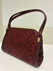 美品】Beverly ビバリー ホースヘア ハンドバッグ 本革 バーガンディ 