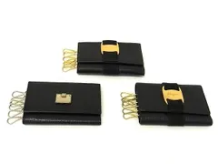 Salvatore Ferragamo フェラガモ ヴァラ 等 6連 キーケース 鍵入れ 3点セット まとめ売り ブラック系 DN6725のサムネイル
