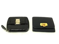 Salvatore Ferragamo フェラガモ ヴァラリボン ガンチーニ レザー コインケース 小銭入れ 2点セット まとめ売り ブラック系 DN6714のサムネイル