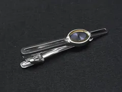 ■極美品■ YVESSAINTLAURENT イヴサンローラン タイクリップ ネクタイピン アクセサリー ビジネス 紳士 シルバー系×ブルー系 DN6577のサムネイル