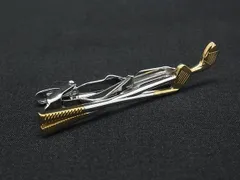 ■美品■ ChristianDior ディオール ゴルフクラブモチーフ タイクリップ ネクタイピン アクセサリー シルバー系×ゴールド系 DN6580のサムネイル