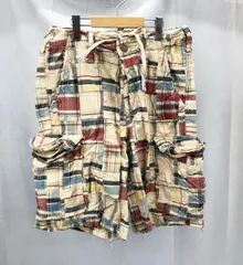 Abercrombie&Fitch カーゴショートパンツ パッチワーク柄 チェック柄 アイボリー系 ショートパンツ アバクロ ダメージ メンズ ファッション _234のサムネイル