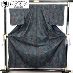 本場大島紬 藍泥染 横双絣 四角に花模様 しつけ糸 K-4823 - メルカリ