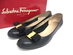 Salvatore Ferragamo フェラガモ ヴァラリボン レザー ヒール パンプス 6 1/2(約23.5cm) 靴 シューズ レディース ブラック系 DN6492