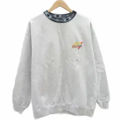 エクストララージ X-LARGE トレーナー XL グレー クルーネック 総柄 刺繍 長袖 /HO45 ■GY99