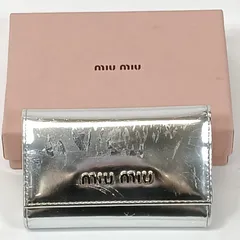 miumiu ミュウミュウ 6連キーケース メタリックレザー シルバー イタリア製 難ありのサムネイル