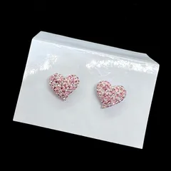 美品★ SWAROVSKI スワロフスキー ピアス ハート クリスタル パヴェ スタッドピアス アクセサリー ピンクのサムネイル