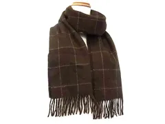■美品■ RALPH LAUREN ラルフローレン カシミア100% チェック柄 フリンジ マフラー ストール 防寒具 防寒グッズ ブラウン系 DN5087のサムネイル