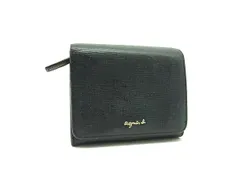 ■美品■ agnes b. アニエスベー レザー 二つ折り 財布 ウォレット 札入れ 小銭入れ カード入れ ブラック系 DN3906のサムネイル