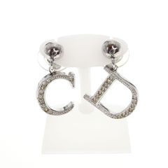 CHRISTIAN DIOR リボン ピアス シルバー CDロゴ ラインストーン - メルカリ