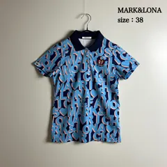 MARK&LONA GOLF W's OVP polo shirts 38 MRW-1A-AP21 マークアンドロナ 総柄 ゴルフウェア 半袖 ポロシャツ 金ボタン レディース 美品のサムネイル