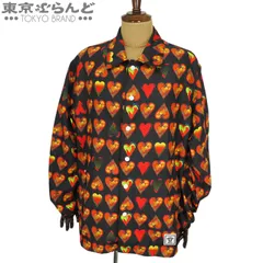 101811216 ヴェルサーチェ VERSACE ハート 総柄 ウィンドブレーカー A82746 ブラックxレッド ポリエステル ナイロン ジャケット 52 メンズのサムネイル