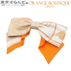 エルメス HERMES グルネル GM エクスリブリス オレンジxホワイトxベージュ シルバー金具 シルク メタル バレッタ レディース 101829421のサムネイル