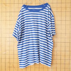 PLUS ONE プラスワン ライトオン 半袖Tシャツ ボーダー Ⅿ 青 グレー 