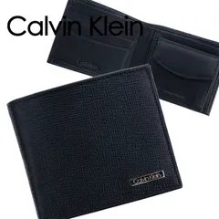 カルバンクライン Calvin Klein 財布 二つ折り メンズ ギフトボックス付き ロゴプレート レザー 本革 札入れ 小銭入れあり ミニ財布 ブラック 人気 31CK130009