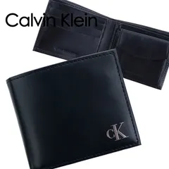 カルバンクライン Calvin Klein 財布 二つ折り メンズ ギフトボックス付き レザー 本革 札入れ カードケース 小銭入れあり ミニ財布 ブラック 人気 31KJ130003