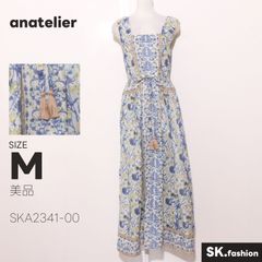 美品 anatelier アナトリエ ボタニカル柄 ロングワンピース インド綿 