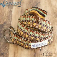 ゲバルト GEVAERT Wリングビビッドシャギーベルト イエロー 日本製 メンズ レディースのサムネイル