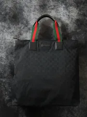 GUCCI グッチ  131233 ビッグトートバッグ ハンドバッグ シェリーライン GGキャンバス ブラックのサムネイル
