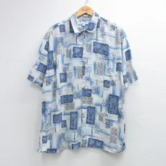 XL/古着 ピエールカルダン 半袖 ハワイアン シャツ メンズ 90年代 90s ヤシの木 レーヨン ライトブルー 26may21のサムネイル