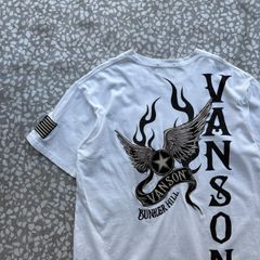 VANSON Tシャツ 刺繍 スカル ウィング ホワイト M - メルカリ