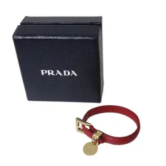PRADA/プラダ レザーブレスレット レッド×ゴールド 箱 ES Bランクのサムネイル