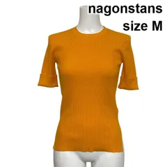 □ ナゴンスタンス nagonstans リブニット 半袖 クルーネック サイドスリット バックロング オレンジ コットン混 M 9号 レディース S6F341のサムネイル