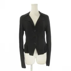 エポカ EPOCA ニットジャケット ウール 40 黒 ブラック 襟付き 長袖 ボタン留め /CK47 ■ECD005のサムネイル