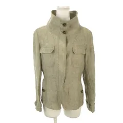 マックスマーラ ウィークエンドライン MAX MARA WEEKEND LINE ジャケット 上着 リネン 麻 42 ベージュ スタンドカラー 長袖 フラップポケット /AO32 ■ECD005のサムネイル