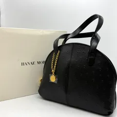 【未使用品】ハナエモリ ハンドバッグ オーストリッチ型押し レザー 鞄 ハンドバッグ ブランド 黒 レディース ブラック HANAE MORI 森英恵のサムネイル