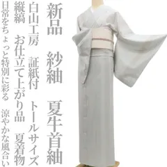 【新品・夏牛首紬】紗紬 縦縞 お仕立て上がり品 夏着物 証紙付 白山工房 トールサイズ tomihisa“日常を特別に彩る涼やかな風合い”6096のサムネイル