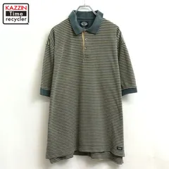 90s vintage DOCKERS ボーダー柄 鹿の子 半袖ポロシャツ メンズ 表記XLサイズのサムネイル