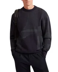 テッドベーカー メンズ アウター ニット・セーター クルーネック Ted Baker Wilan Abstract Crewneck Sweater Navy ネイビーのサムネイル