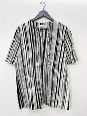 marimekko マリメッコ 半袖 Siluetti シルエッティ 手描き風 ストライプ柄 プルオーバー シャツ size36/Ｍ/黒ｘ黄 ■◆◎レディースのサムネイル