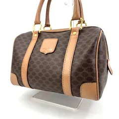 人気 CELINE マカダム ミニボストンバッグ PVC レザー ブラウン セリーヌのサムネイル