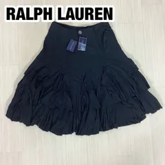 【新品タグ付】 RALPH LAUREN ラルフローレン ティアードミニスカート フレア M ブラック 黒 総丈55cm ウエスト64cm ヒップ108cm【デットストック】のサムネイル