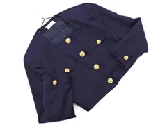 エムズグレイシー ウール100% ビジューボタン ノーカラー ジャケット size9/紺 ◇■ レディースのサムネイル