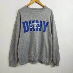 DKNY ダナキャランニューヨーク ディーケーエヌワイ スウェット トレーナー ビッグロゴ 裏起毛 長袖 Y2K ストリート ノームコア 霜降り グレー ブルー F313のサムネイル