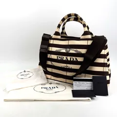 PRADA カナパ トートバッグ 2WAY Mサイズ ブラウン アイボリーのサムネイル