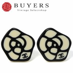 CHANEL カメリア イヤリング ホワイト ブラック レア - メルカリ