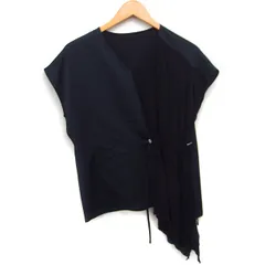 アルチザン ARTISAN 素材切替 ブラウス Vネック フレンチスリーブ ドローストリング 9 ブラック 黒 /FT1のサムネイル